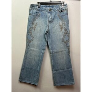 Harley Davidson Womens Jeans Embellished Bootcut Denim Light Wash Size 10